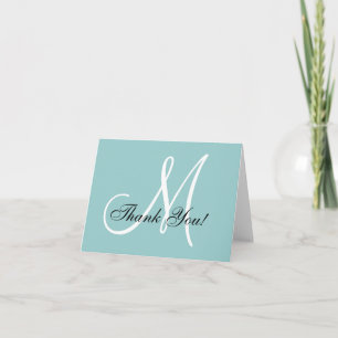 Elegante Monogram Blue Dankeschön Card Dankeskarte