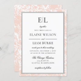 Elegante Monogram Blush Floral Wedding Einladung