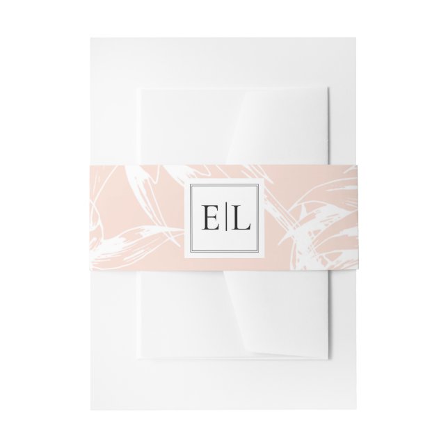 Elegante Monogram Blush Floral Wedding Einladungsbanderole (Vorderseite Beispiel)
