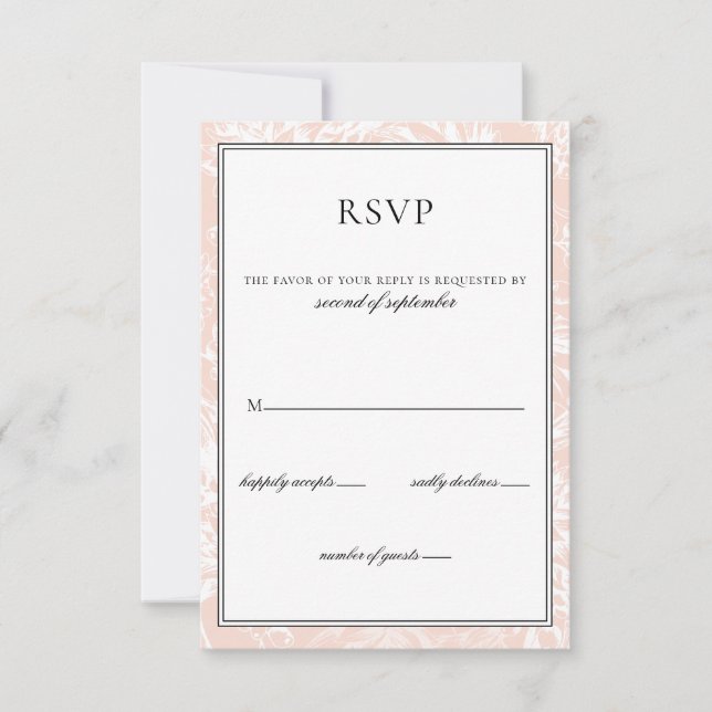 Elegante Monogram Blush Floral Wedding rsvp (Vorderseite)