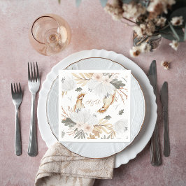 Elegante Monogram Boho Aquarellfarben Blume & Vöge Serviette