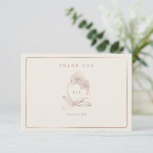 Elegante Monogram Botanical Orchid Dankeschön Kart Dankeskarte