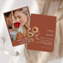 Elegante Monogram Burnt Orange Wildblume Wedding