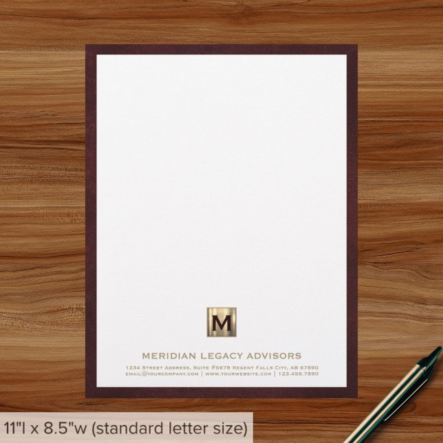 Elegante Monogram Business Letterhead Briefbogen (Von Creator hochgeladen)