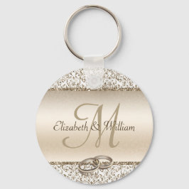 Elegante Monogram Champagne-Gastgeschenk Hochzeit Schlüsselanhänger