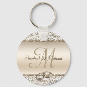 Elegante Monogram Champagne-Gastgeschenk Hochzeit Schlüsselanhänger