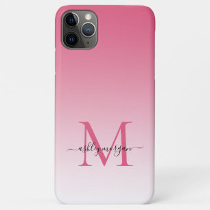 Elegante Monogram Chic Script Name Pink Ombre Case-Mate iPhone Hülle