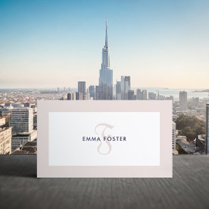 Elegante Monogram Coconut Cream Frame Business Car Visitenkarte