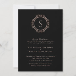 Elegante Monogram Copper Blush Black Wedding Einladung