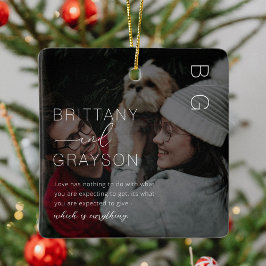 Elegante Monogram Couple Foto Weihnachtszeit Keram Keramikornament