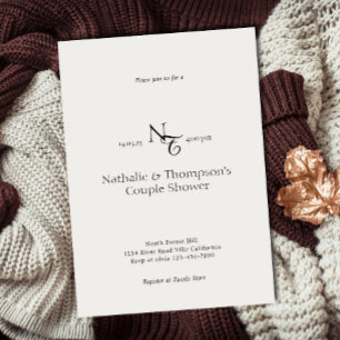 Elegante Monogram Couple Shower Bridal Einladung