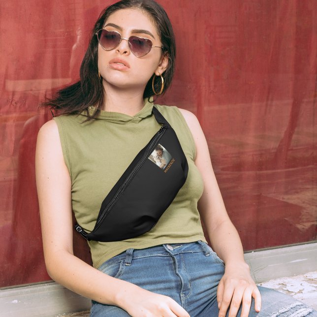 Elegante Monogram Custom Foto Name Waist Crossbody Bauchtasche (Von Creator hochgeladen)