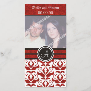 Elegante Monogram Damask Save the Date Foto Cards