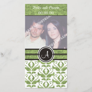 Elegante Monogram Damask Save the Date Foto Cards