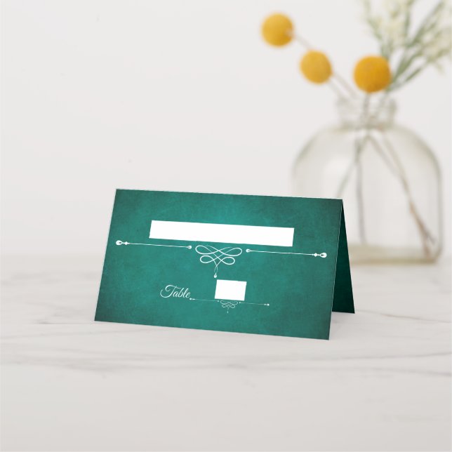 Elegante Monogram Dark Green Wedding Platzkarte (Vorderseite)