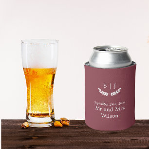 Elegante Monogram Dark Red Jewel Tone Wedding Dosenkühler