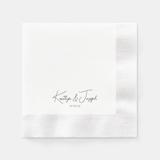 Elegante Monogram Date Moderne Typografie Hochzeit Serviette (Vorderseite)