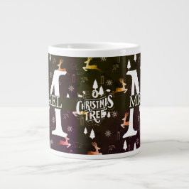 Elegante Monogram Decorative Weihnachtsfeiertage Jumbo-Tasse