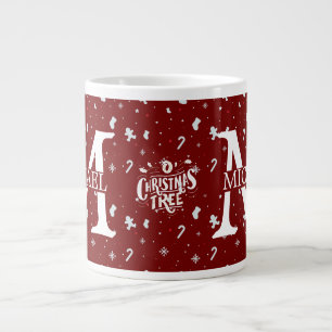 Elegante Monogram Decorative Weihnachtsfeiertage T Jumbo-Tasse
