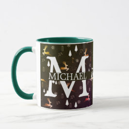 Elegante Monogram Decorative Weihnachtsfeiertage Tasse