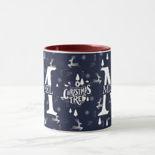 Elegante Monogram Decorative Weihnachtsfeiertage Tasse