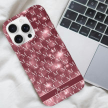 Elegante Monogram Dusky Rose Sparkle
