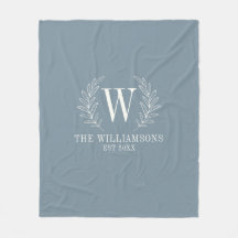 Elegante Monogram Dusty Blue Familienname