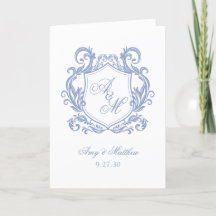 Elegante Monogram Dusty Blue Wappen Wedding