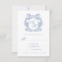 Elegante Monogram Dusty Blue Wappen Wedding