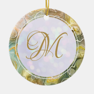 Elegante Monogram, erste Abstrakte Goldmarble Keramik Ornament