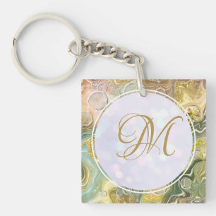 Elegante Monogram, erste Abstrakte Goldmarble Schlüsselanhänger