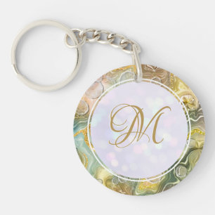 Elegante Monogram, erste Abstrakte Goldmarble Schlüsselanhänger