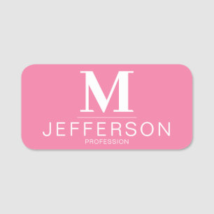 Elegante Monogram Flamingo Pink Moderne Beruflich Namensschild