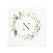 Elegante Monogram Floral Pink Blush Wedding