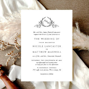 Elegante Monogram Formal Wedding Einladung