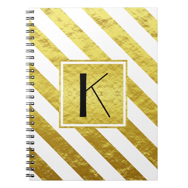 Elegante Monogram Gold Stripes Notizblock (Vorderseite)