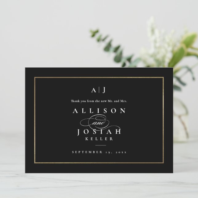 Elegante Monogram Gold Wedding (Stehend Vorderseite)