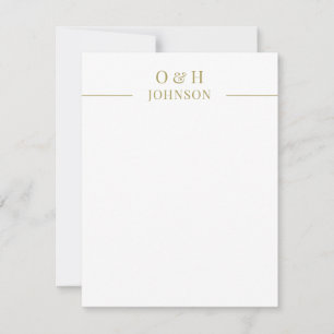 Elegante Monogram Gold White Wedding Note Card Mitteilungskarte