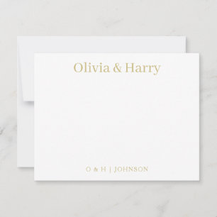 Elegante Monogram Gold White Wedding Note Card Mitteilungskarte