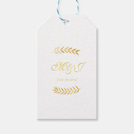 Elegante Monogram Golden Blätter Gastgeschenk Hoch Geschenkanhänger