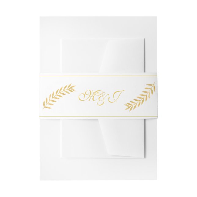Elegante Monogram Golden Blätter Wedding Einladungsbanderole (Vorderseite Beispiel)