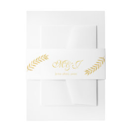 Elegante Monogram Golden Blätter Wedding Einladungsbanderole