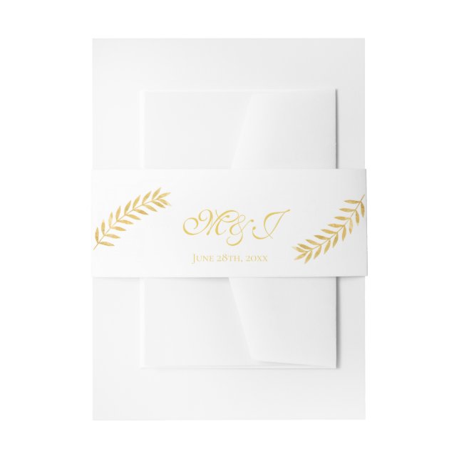 Elegante Monogram Golden Blätter Wedding Einladungsbanderole (Vorderseite Beispiel)