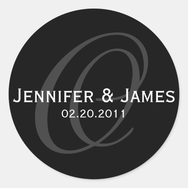Elegante Monogram Gray Black Wedding Sticker (Vorderseite)