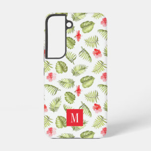 Elegante Monogram Green Botanical Palm Blätter Samsung Galaxy Hülle