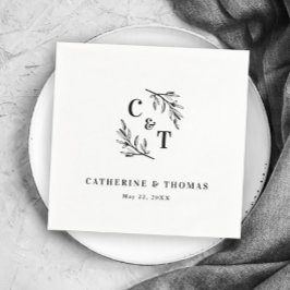 Elegante Monogram Greenerity Blätter Wedding Serviette