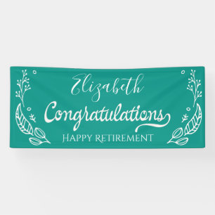 Elegante Monogram Happy Retirement Blue Banner
