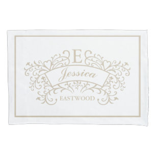 Elegante Monogram Hochzeitspaare von Pillowcases Kissenbezug