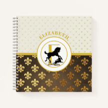 Elegante Monogram Horse Dog Gold Bronze Fleurdelys