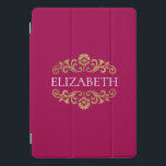 Elegante Monogram Hot Pink Gold Chic iPad Pro Cover<br><div class="desc">Ein elegantes,  heißes Rosa und goldenes Pad Gehäuse. Gut für die Rückkehr zur Schule. Fügen Sie Ihren Namen zwischen den goldenen Blüten auf der Vorderseite geblüht. Entworfen für Sie von BlackBerry Boulevard.</div>